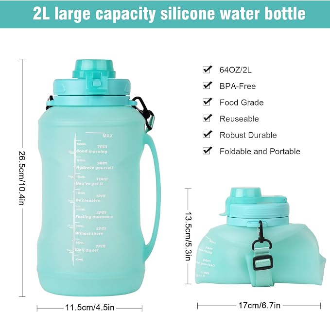 Collapsible Water Bottles, 2L/64OZ travel water bottle Bottle - Image 4