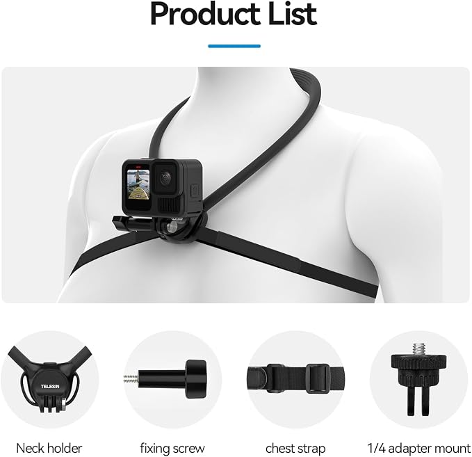 TELESIN Neck Mount SE 2.0 with Air Cushion, Adjustable Chest Strap and Neck - Image 8