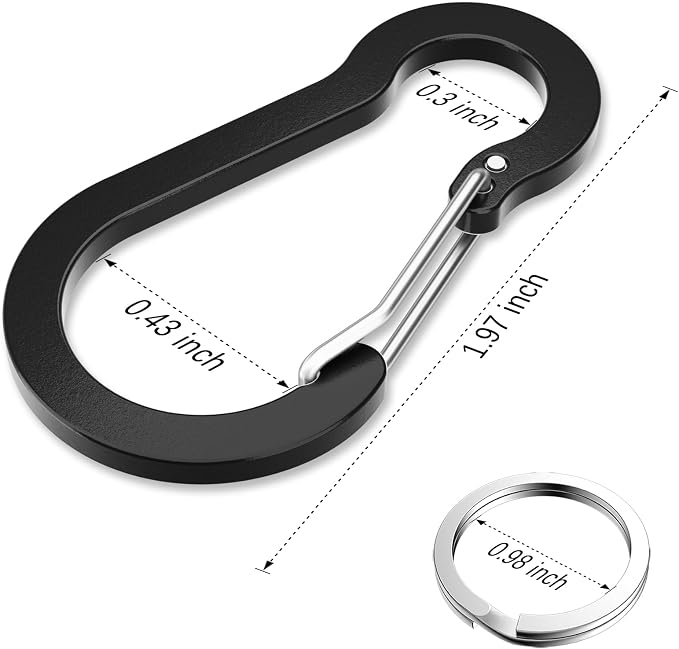 sprookber 2" Small Carabiner Clip, D Ring Caribeener, Spring Snap Hook - Image 2