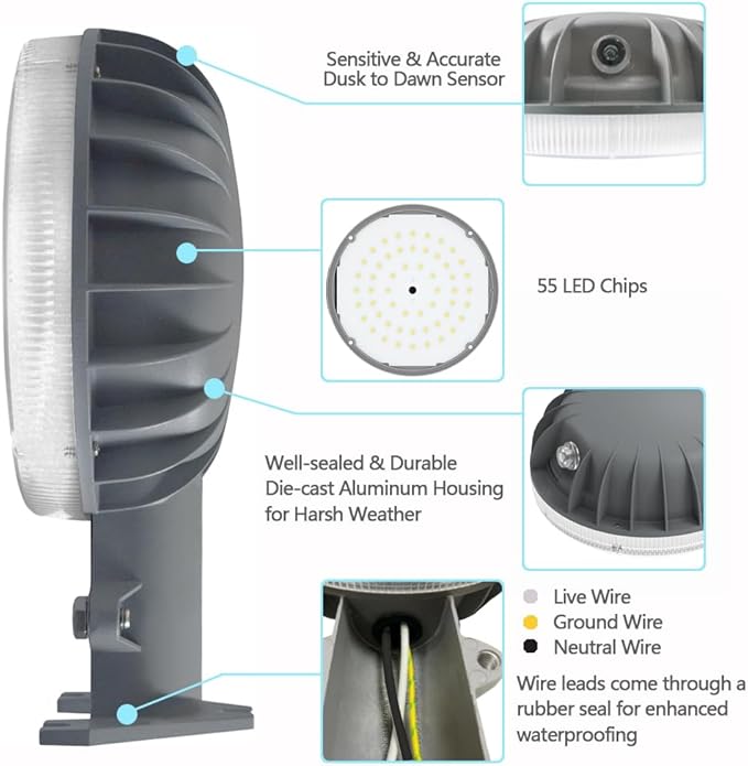 Owleye 6000LM Dusk to Dawn Outdoor Lighting LED Barn Light Security Lights - Image 8