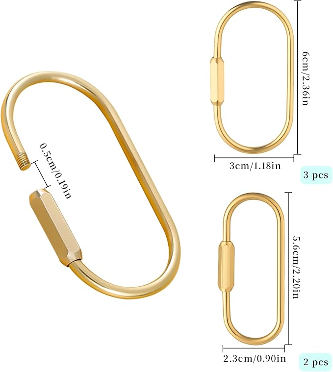 5-Pcs Bag Charm Clasp Oval Key Ring - Image 4