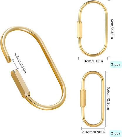 5-Pcs Bag Charm Clasp Oval Key Ring - Image 4