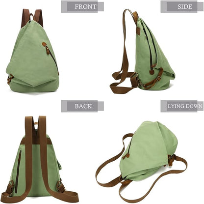 KL928 Canvas Vintage Backpack – Large Casual Daypack Outdoor Travel Rucksack - Image 9