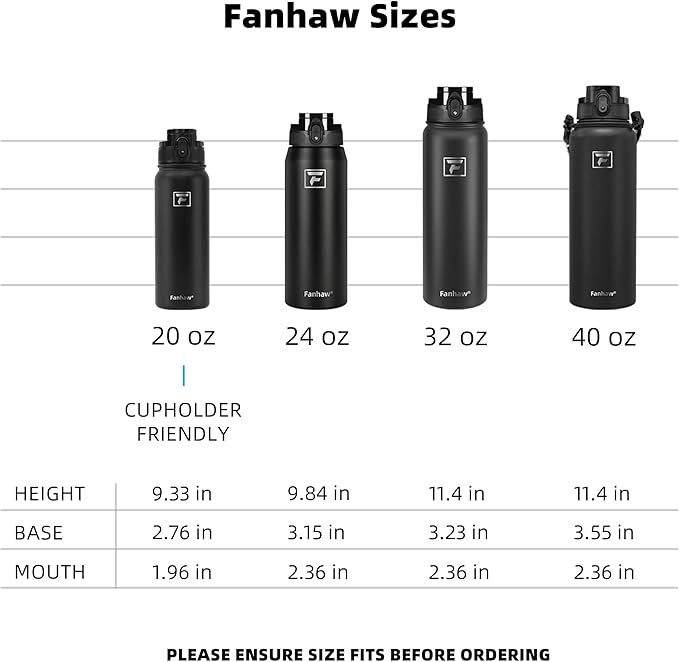Fanhaw 20 oz Insulated Stainless Steel Water Bottle - Image 5