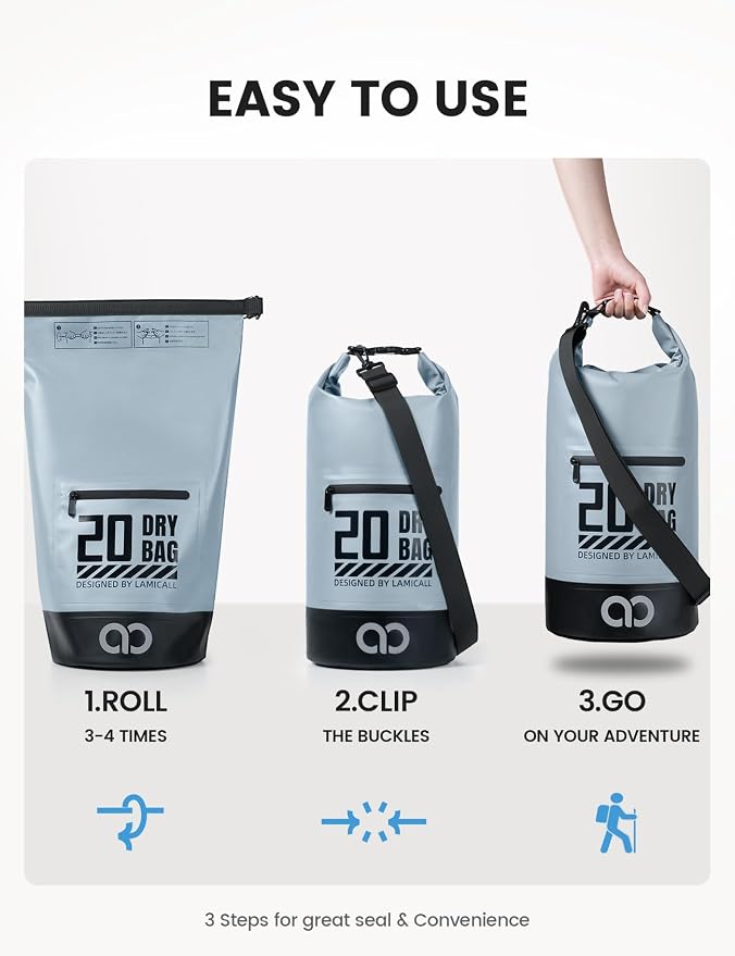 Lamicall Dry Bag Waterproof Backpack - 5L/10L/20L/30L/40L Large Water Proof Bag - Image 6