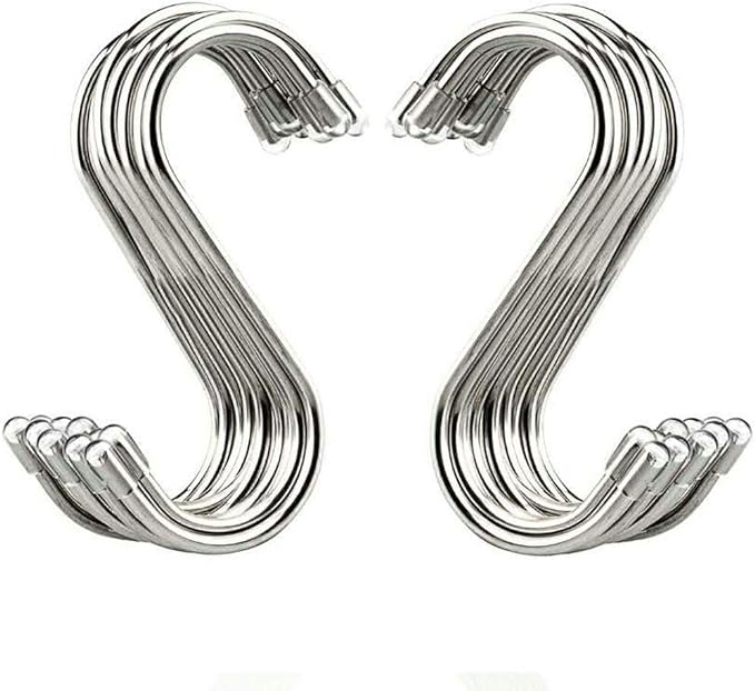 20 Pack 3.4" S Shaped Hooks Stainless Steel Metal Hangers Hanging Hooks by Unknown
