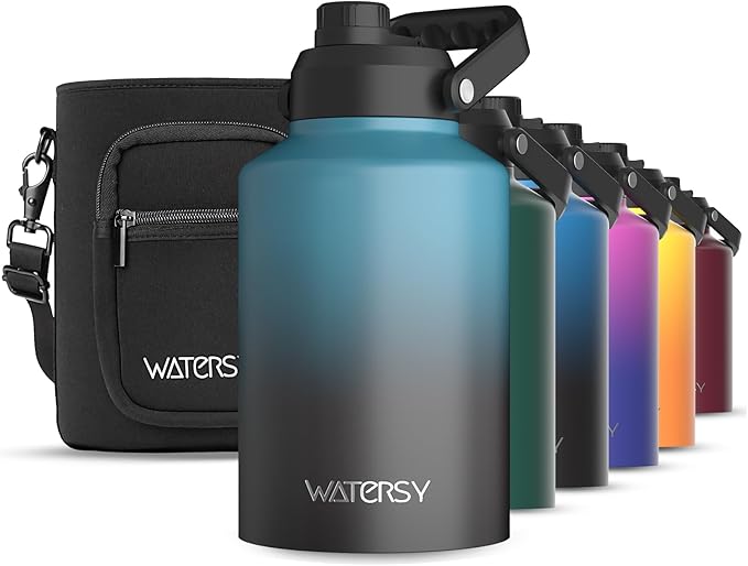 WATERSY 1 Gallon Water Bottle Insulated, BPA Free&Leak Proof, 128oz Stainless by Watersy