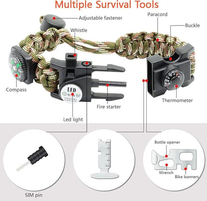 20 in 1 Survival Paracord Bracelet Adjustable Gear Kit - Image 2