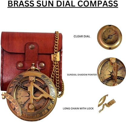 Vintage Brass Sundial Compass - Image 3