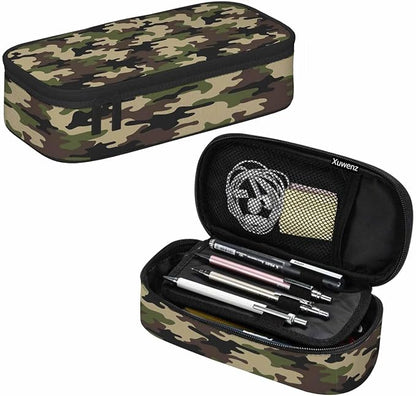 Camouflage Pencil Holder Bag Brown Green Abstract Modern Pattern Pencil Case - Image 7