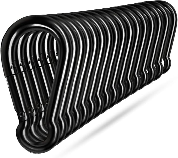 Black Carabiner Clip, Heavy Duty Spring Snap Hook Quick Link by Ekunbuy