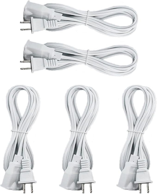 5Pack Extension Cord 10 FT, 2 Prong Power Cable by Yeatel