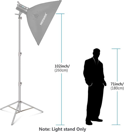NEEWER 102"/2.6m Stainless Steel Light Stand, Spring Cushioned Heavy Duty - Image 3