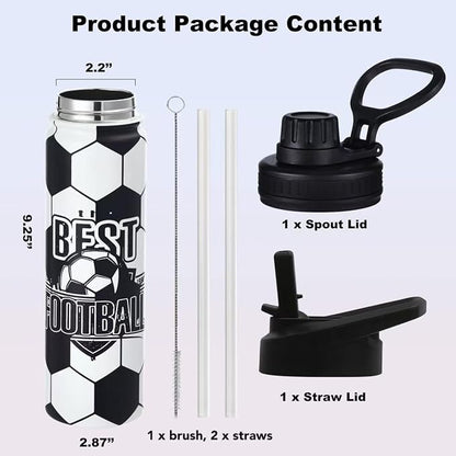 Soccer Water Bottle, 24 oz Insulated Stainless Steel Sports Bottle - Image 5