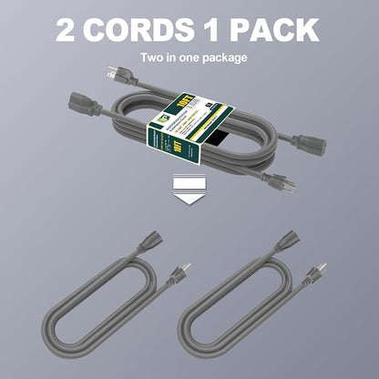 EP 2 Pack 10 Ft Outdoor Extension Cord, 16/3 SJTW Heavy Duty Power Cord - Image 3