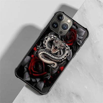 for iPhone 15 Pro Case, Entwined Rose Snake Pattern Graphic Design Girl Boy - Image 3