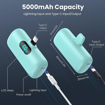 Feob Mini Portable Charger 5000mAh Power Bank, 15W PD USB C Cell Phone Portable - Image 7