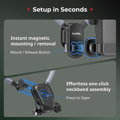 SMALLRIG Magnetic Neck Mount for DJI Pocket 4/3/OSMO 360/Nano/Action 6/5 Pro/4 - Image 3