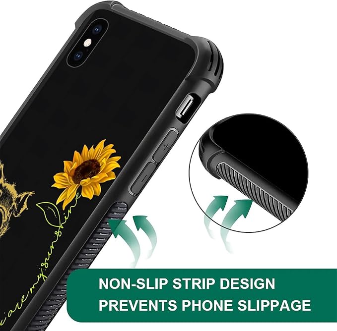 for iPhone Xs Max Case, Pig Sunflower Yellow Sunshine Pattern Graphic Design - Image 6