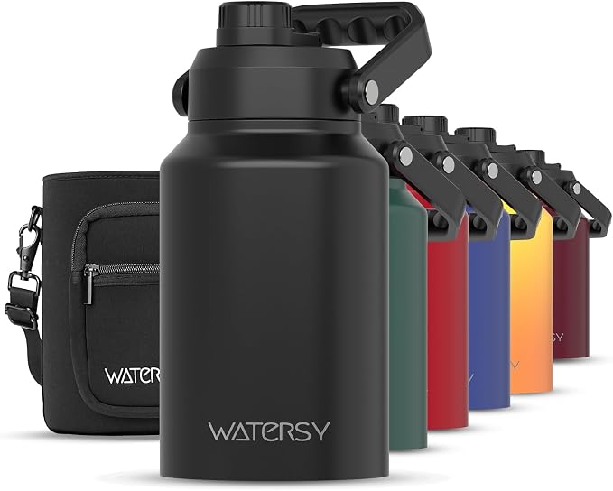 WATERSY Half Gallon Water Bottle Insulated, BPA Free&Leak Proof, 64oz Stainless by Watersy