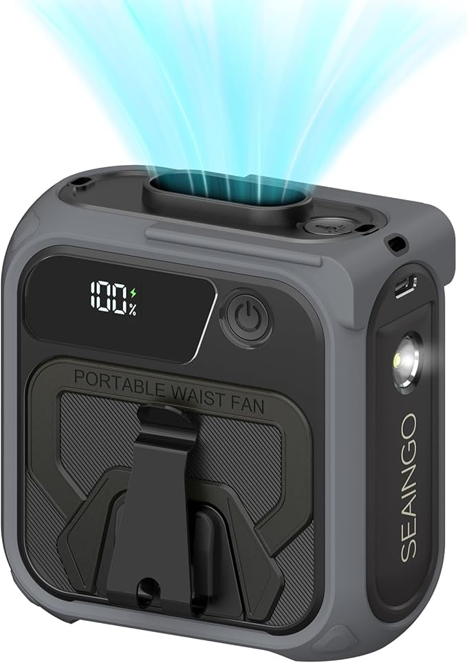 SEAINGO Portable Waist Fan Rechargeable – 10000mAh, 42 ft/s Max, 5 Speeds by SEAINGO