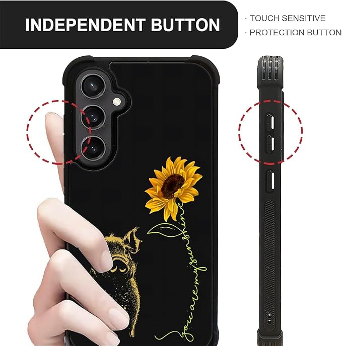 for Samsung Galaxy S23 FE Case, Pig Sunflower Yellow Sunshine Pattern Graphic - Image 5