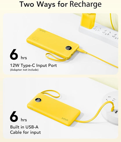 VRURC Portable Charger with Built-in Cables, 10000mAh LED Display USB C Power - Image 6
