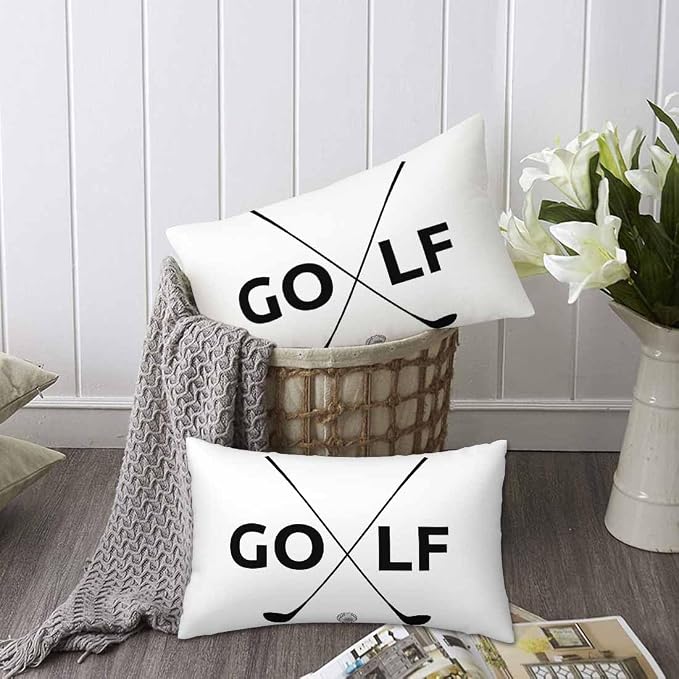 Black Golf Clubs Pillow Covers 12 X 20 Sports Themed Decor Symbol Golf Set of 2 - Image 6