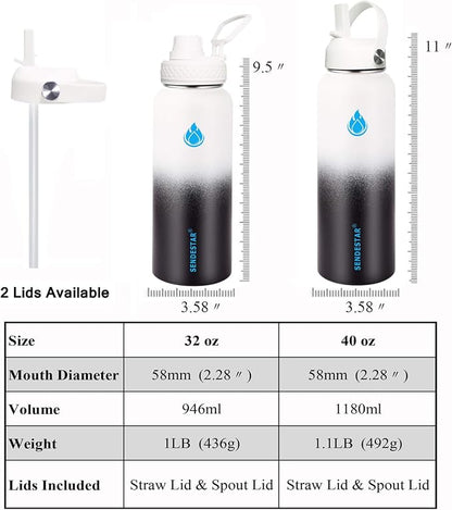 SENDESTAR Water Bottle 32oz Double Wall Vacuum Insulated Leak Proof Stainless - Image 4