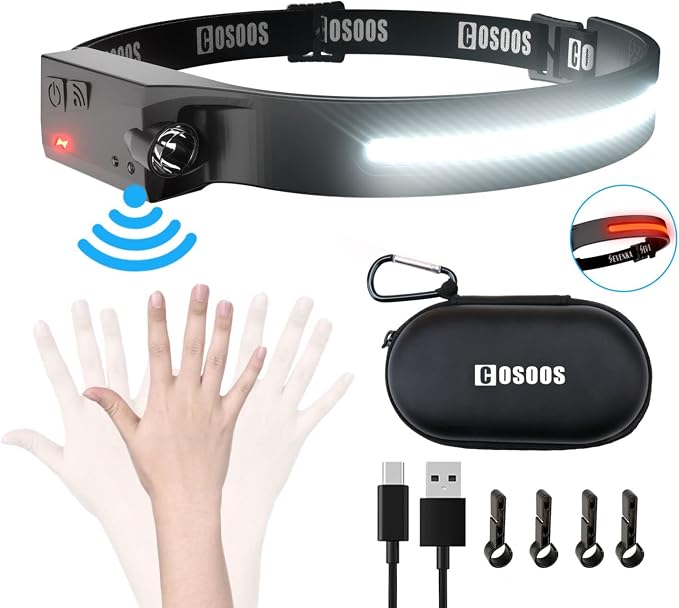 COSOOS LED Headlamp Rechargeable Flashlight by COSOOS