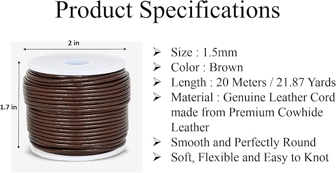 GENIQUE Real/Genuine Round Leather String Cord - Image 3