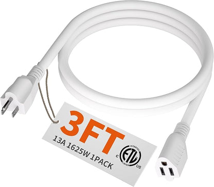 HUANCHAIN 13A 1625W 125V 16AWG 3 FT 16 Gauge White Indoor Outdoor Extension by huanchain