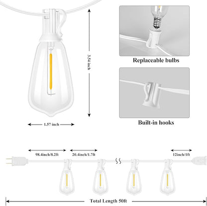 Brightever 50FT Outdoor String Lights Weatherproof, Patio Lights - Image 3