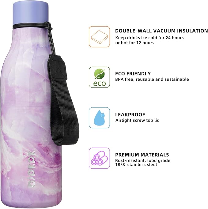 BJPKPK Insulated Water Bottles, 18 oz Stainless Steel Metal Water Bottle - Image 2