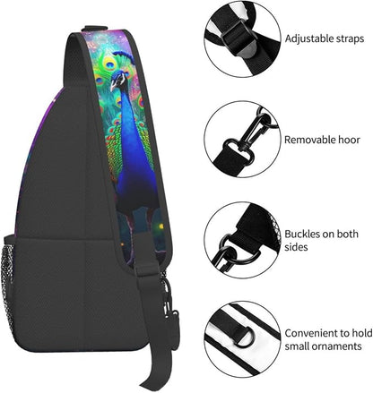 Beautiful Peacock Sling Bag For Women Men Fashion Backpack Crossbody Peacock - Image 5