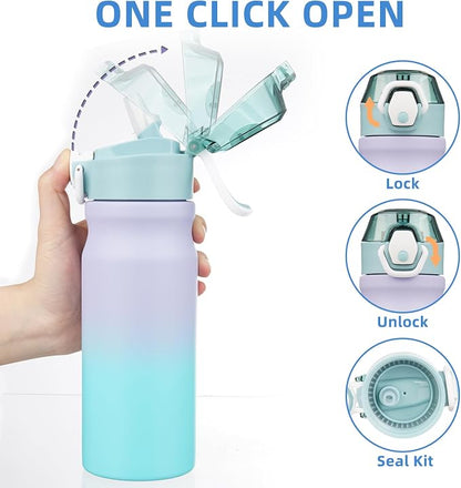 BJPKPK Water Bottle with Straw 18oz Insulated Water Bottles Reusable Stainless - Image 3