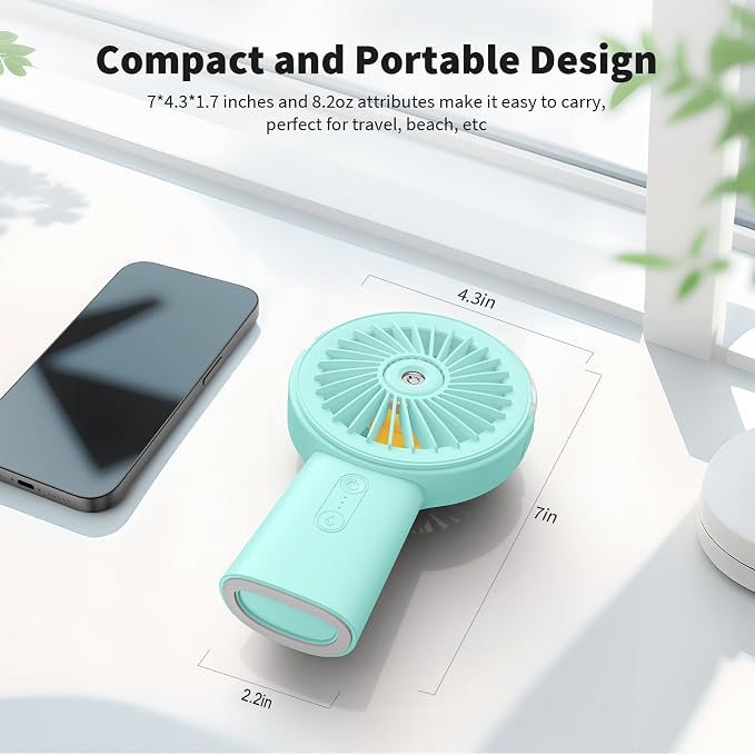 Otlonpe Handheld Misting Fan Portable, Small Personal Hand Held Rechargeable - Image 6