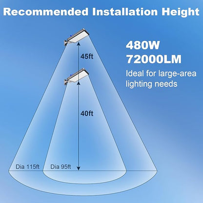 ledmo 480W LED Parking Lot Lights, Professional Super Bright 72000LM - Image 2