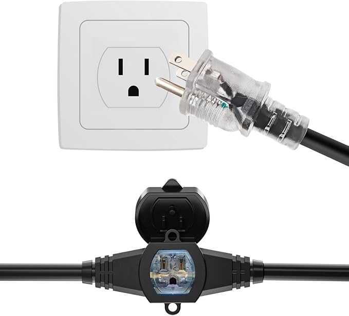 oviitech 25FT Power Extension Cord 3 Prong, 14 Gauge SJTW 5-15R Male Plug to - Image 2