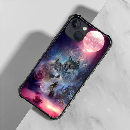 for iPhone 13 Mini Case, Star Two Wolfs Howling Pattern Graphic Design Girl Boy - Image 5