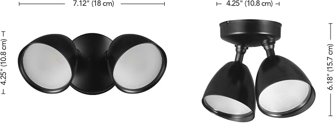 GLOBE Electric 17000186 20W Twin Head Black 1600 Lumens Wall Switch Activated - Image 8