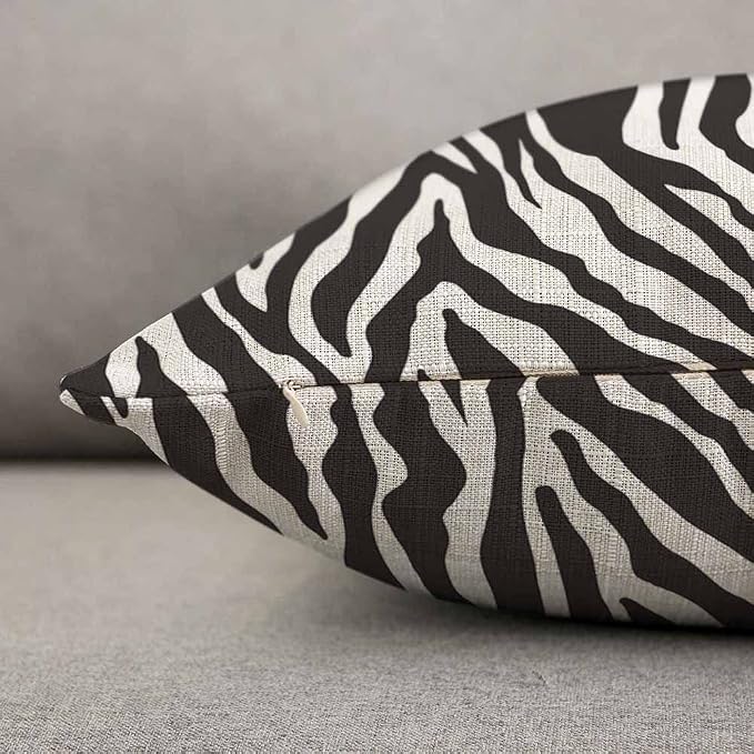 TKS MITLAN Zebra Print Pillow Covers 12 x 20 Inch Black White Leopard Line - Image 5
