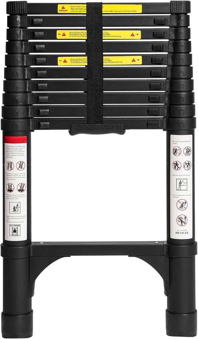 BOCOM 10.5 FT Aluminum Telescoping Ladder, Lightweight Multi-Purpose by BOCOM