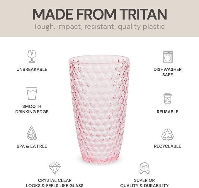 BELLAFORTE Shatterproof Tritan Plastic Tall Tumbler, 19oz - Image 3