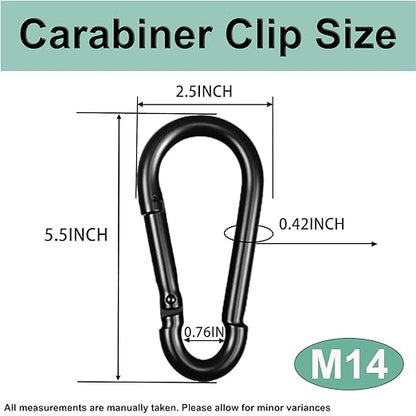 Black Carabiner, Heavy Duty Galvanized Steel Spring Snap Hook Carabiner Clips - Image 2