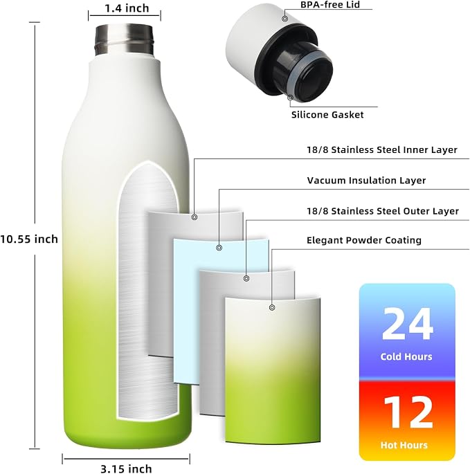 BJPKPK Insulated Water Bottles, 25 oz Stainless Steel Metal Water Bottle - Image 3