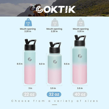 COKTIK 32oz Sports Water Bottle, Stainless Steel Water Bottle - Image 2