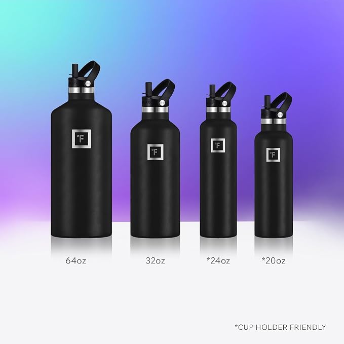 IRON °FLASK Camping & Hiking Hydration Flask - 24 oz Midnight Black - Image 5
