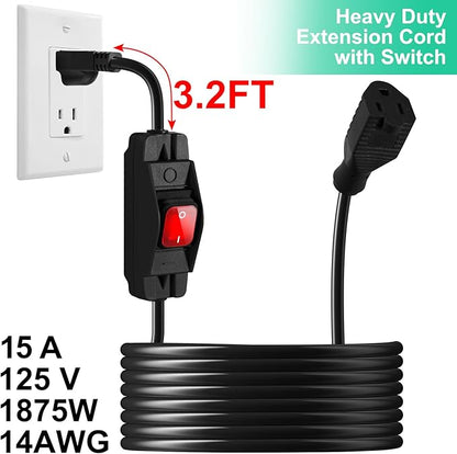Outdoor Waterproof On/Off Switch Extension Cord, Heavy Duty 125v/250v Black - Image 4