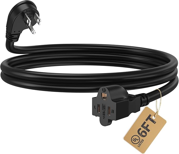 LUCKY TL Indoor Outdoor Extension Cord, 16/3 Gauge Black Short Extension Cord by LUCKYTL
